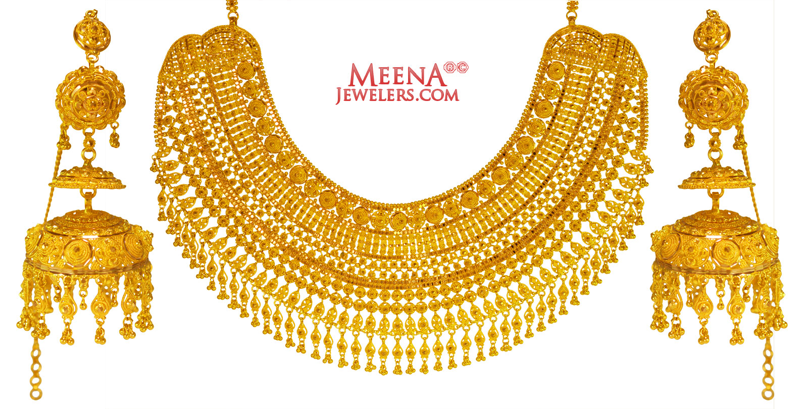 22kt Gold Necklace Earring Set