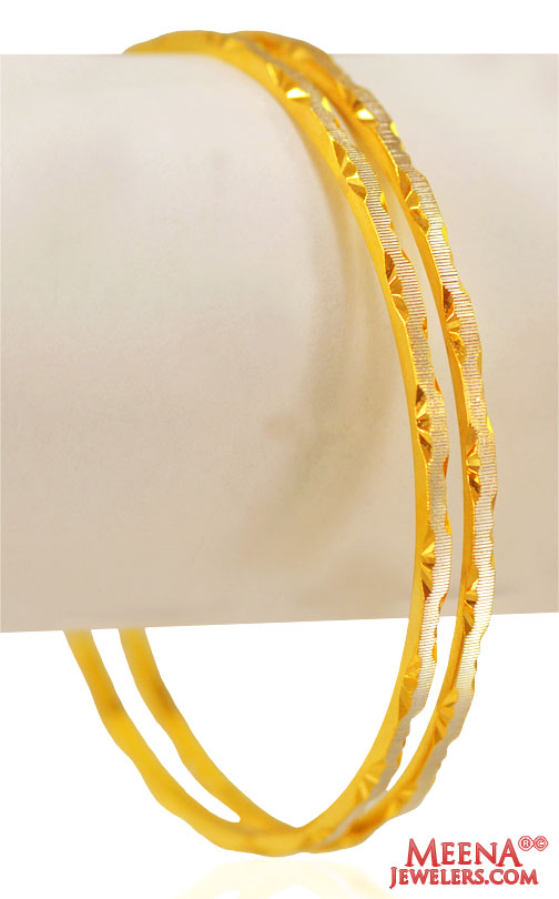 22KT Gold Rhodium Bangles (2 PCs)