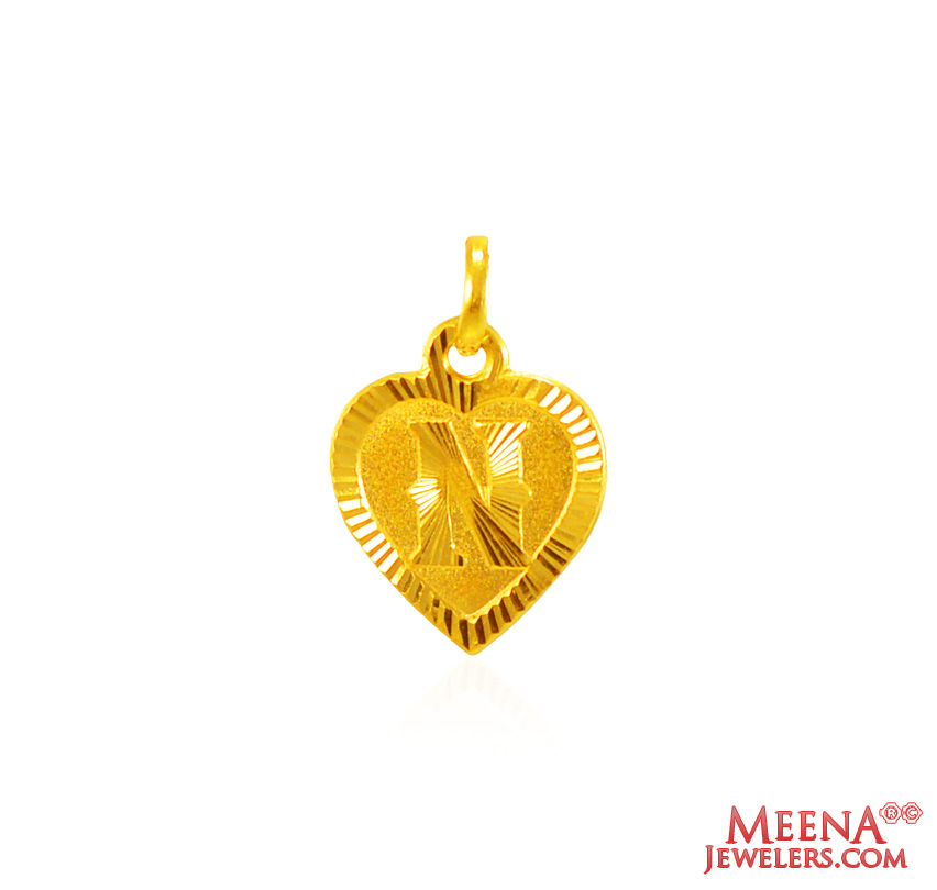 22Kt Gold Initial Pendant (N)
