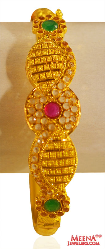 22K Gold  kada with colored stones