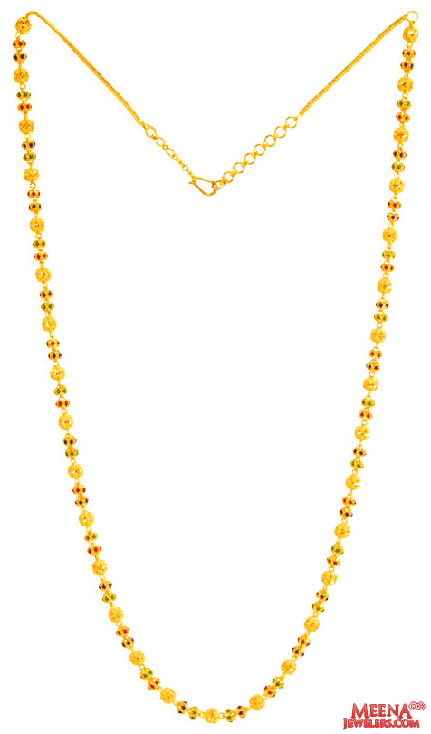 22Kt Gold Meenakari Long Chain