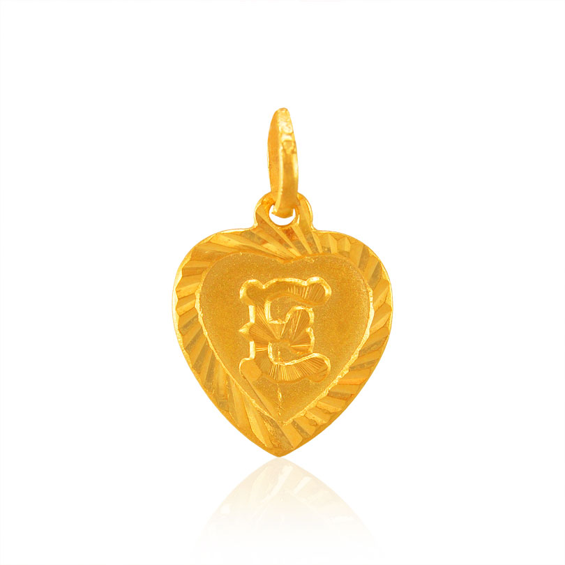 22k Gold Pendant with Initial (E)