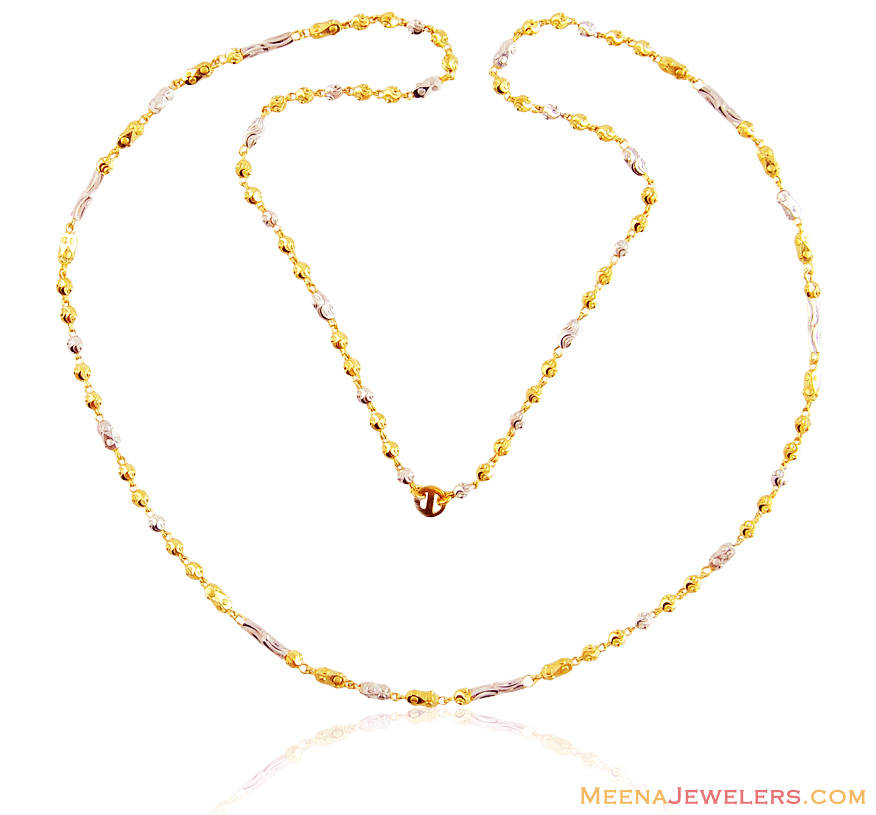 2 Tone Gold Ladies Ball Chain 22k 