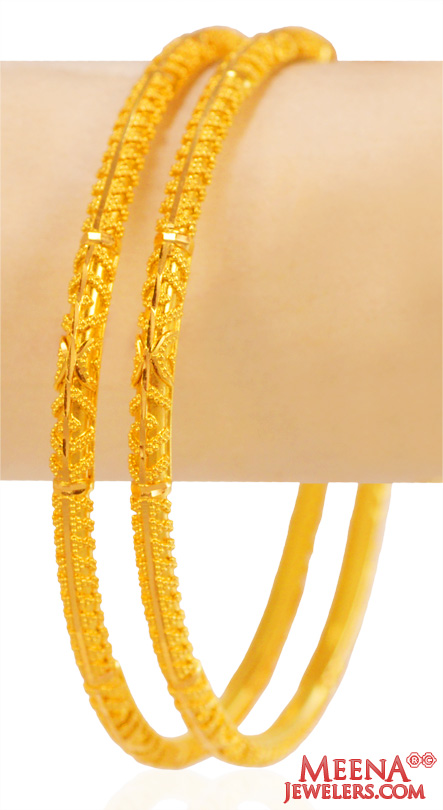 22Kt Gold Fancy Bangles (2 pc)
