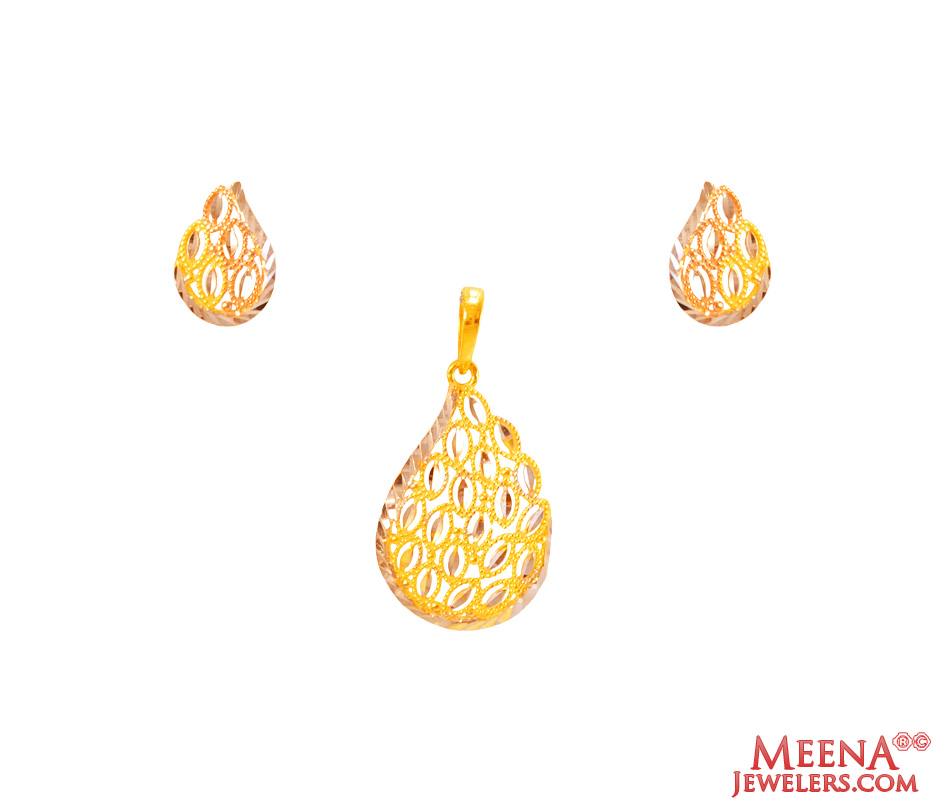 22Kt Gold Multi Tone Pendant Set
