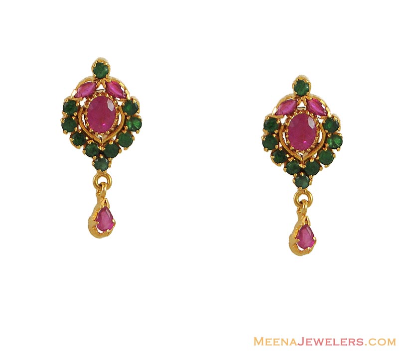 Ruby And Emerald Earring (22Kt) - ErPs9379 - 22Kt Gold ...