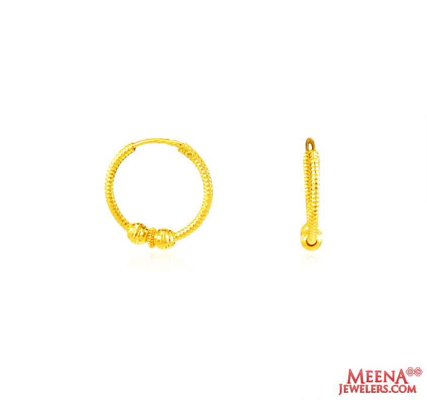 22Kt Gold Fancy Hoop Earrings