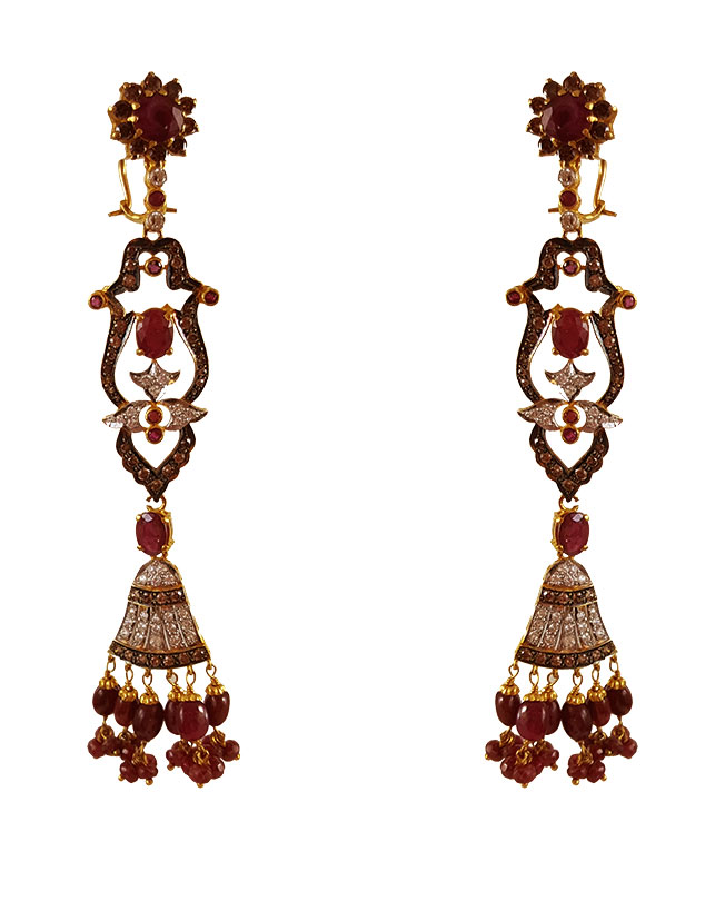 22Kt Gold Antique Long Earrings