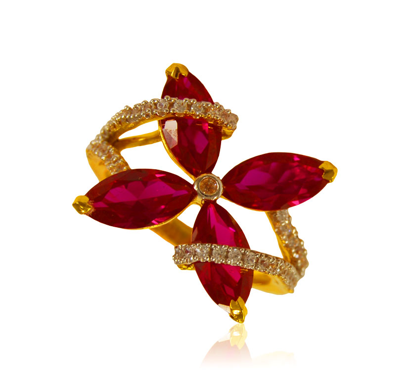 22K Gold Beautiful Ruby Ladies Ring