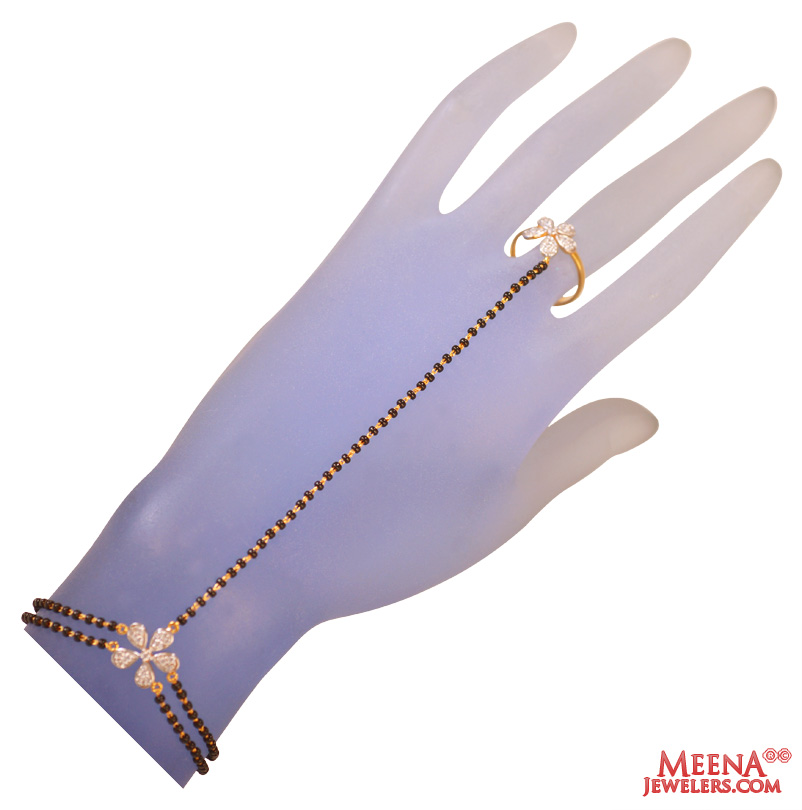 22Kt Gold Black Beads Panja (1 Pc)