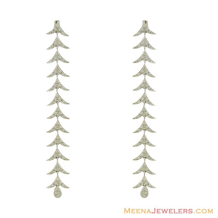 18K White Gold Long Earrings