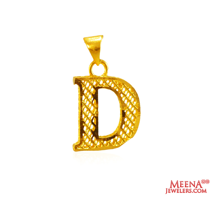 22Kt Gold Initial Pendant (D)