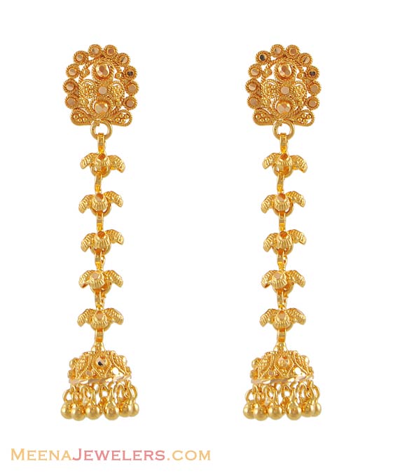 22KT Gold Earrings with Hangings - ErFc4971 - 22kt gold fancy earrings ...