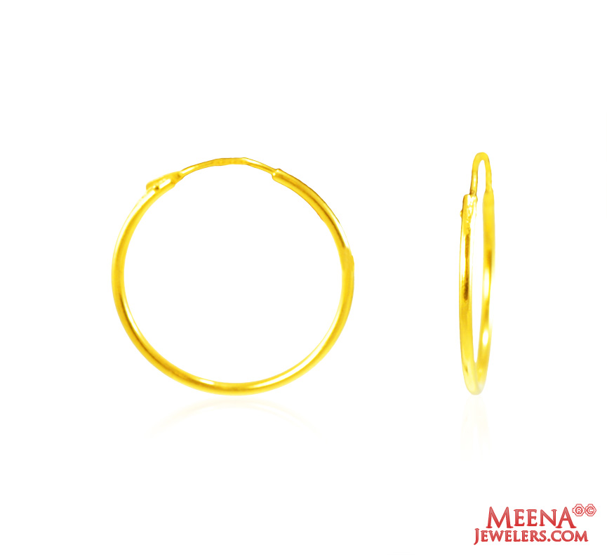 22Kt Gold Plain Hoop Earrings