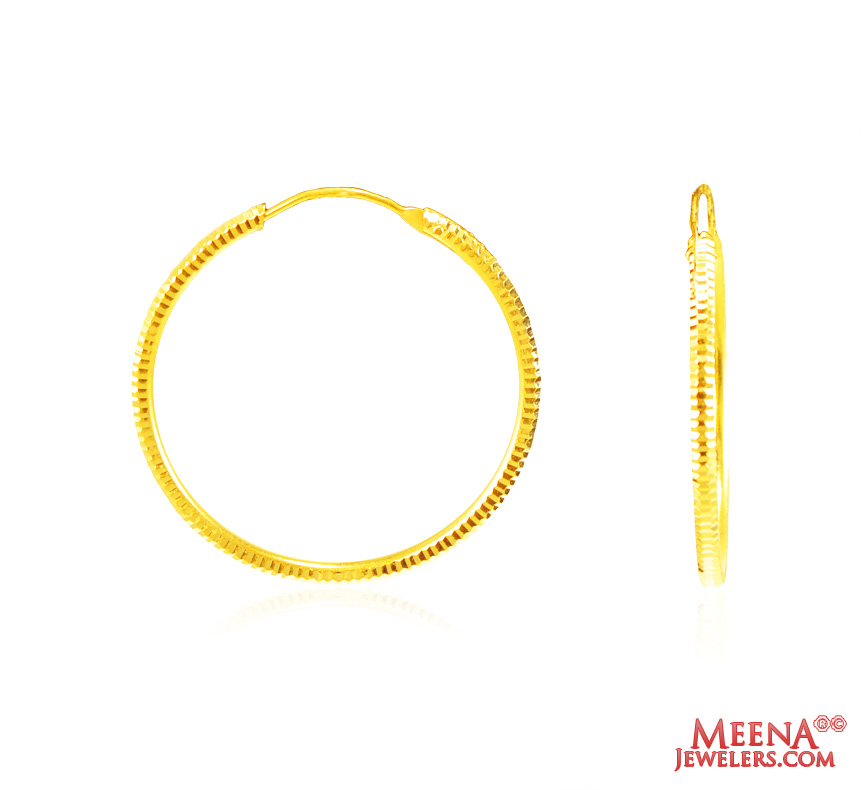 22Kt Gold Fancy Hoop Earrings