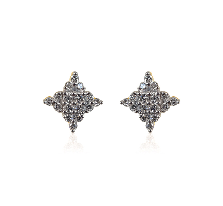 18K Gold Diamond Ladies Earrings