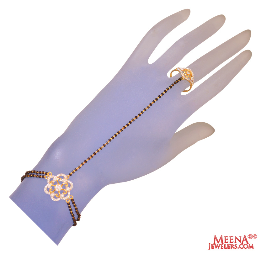 22Kt Gold Black Beads Panja (1 Pc)