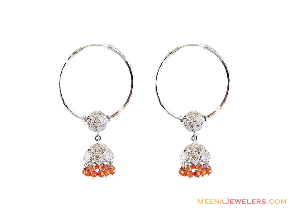 White Gold Plated Chandelier Hoops 22k