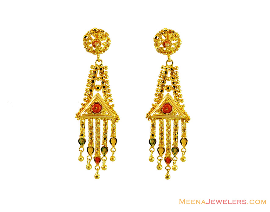 Indian Gold Earrings 22K erfc13464 US 623 Indian Gold Earrings