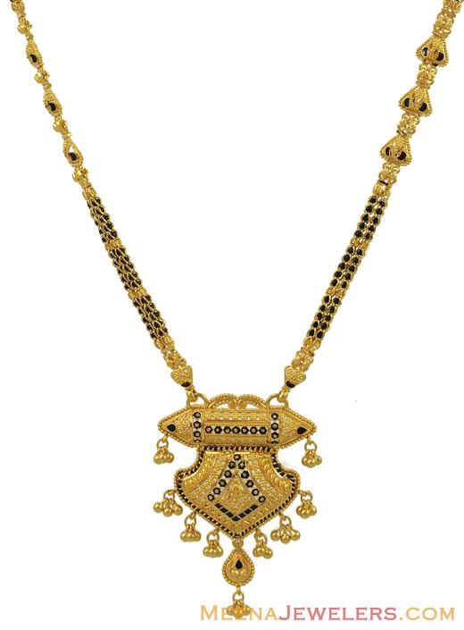22Kt Mangalsutra (double layered) ChMs10257 22 Karat Gold Mangalsutra with meenakari color
