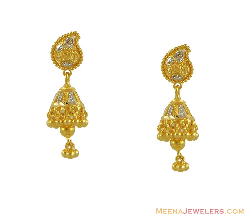 22K Gold Indian Jhumki ErFc8570 22Kt Gold Jhumki / earrings with