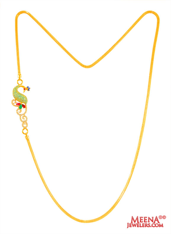 22K Gold Peacock Long Chain
