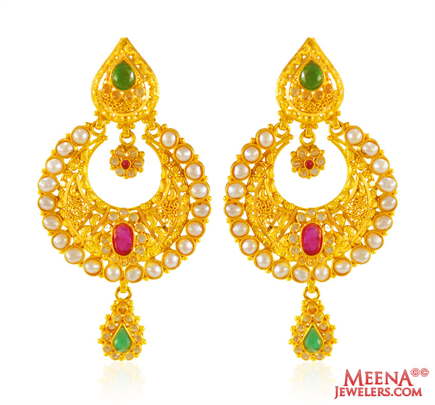 22KT Gold Chandbali Earrings