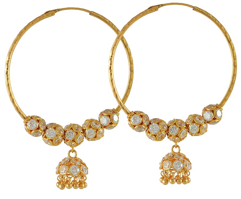 gold hoops with diamond balls
