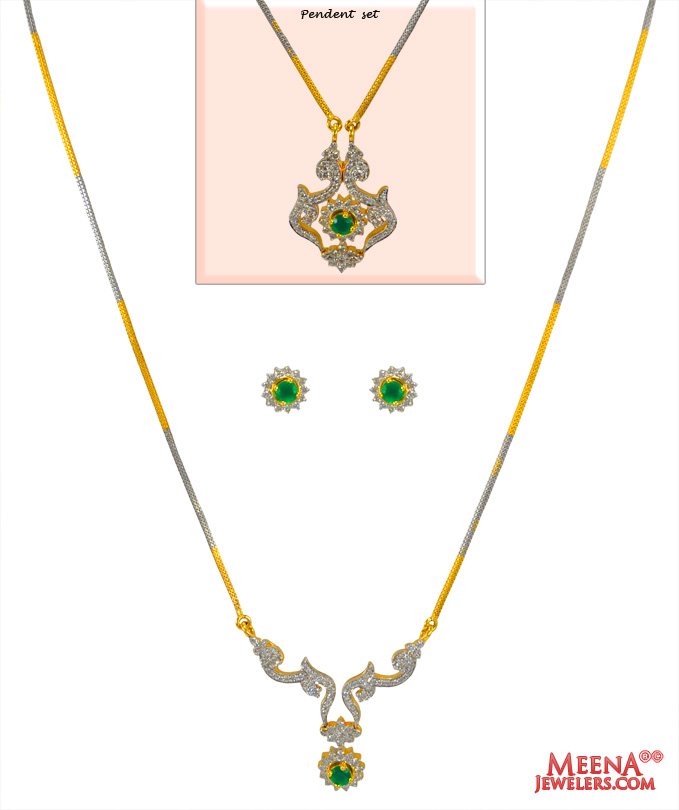 18 Kt Gold Diamond Necklace Set