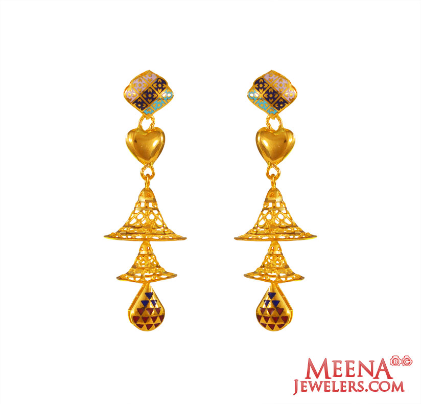 22K Gold Chandelier Long Earrings