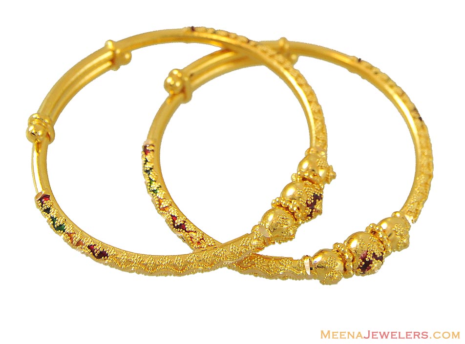 Indian MeenaKari Bangles BjBa8962 22k yellow gold indian baby