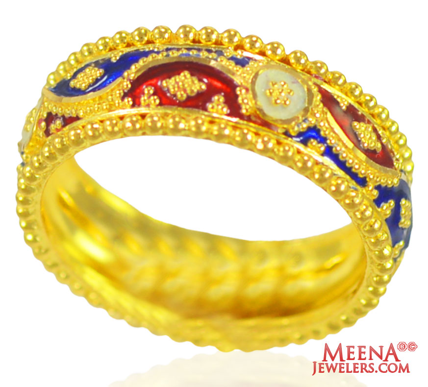22Kt Yellow Gold Meenakari Band