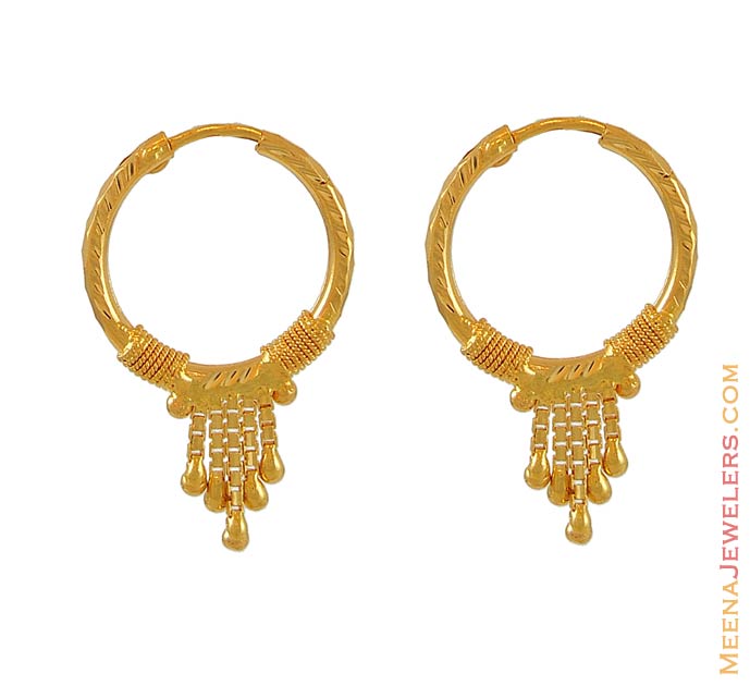 22K Gold Hoop Earrings ErHp6418 22K Gold Hoop Earrings (also known