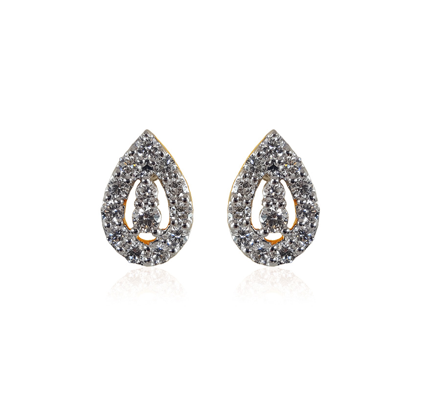 18K Gold Diamond Earring for Ladies