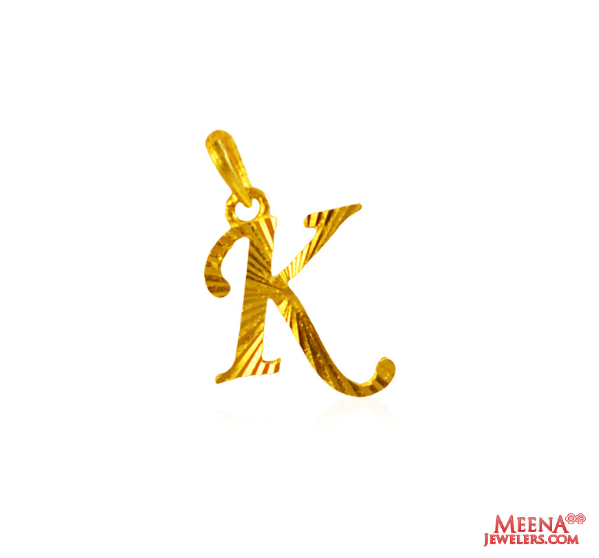 22Kt Gold Initial Pendant (K)