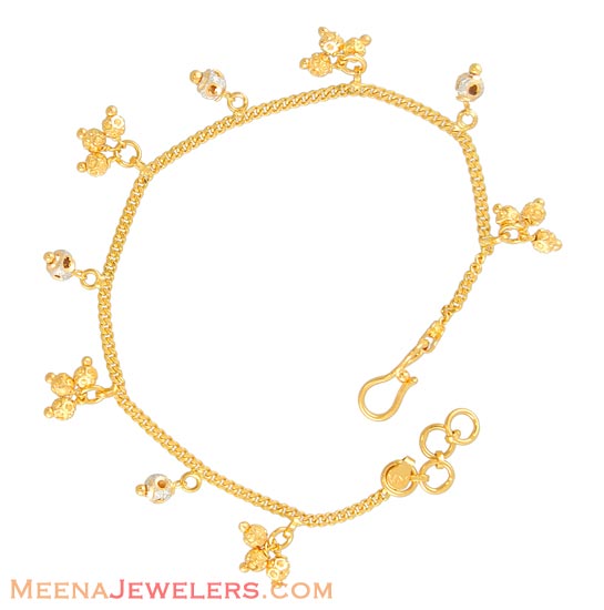 Gold Bracelet with Charms BrLa6236 22k Gold indian style bracelet