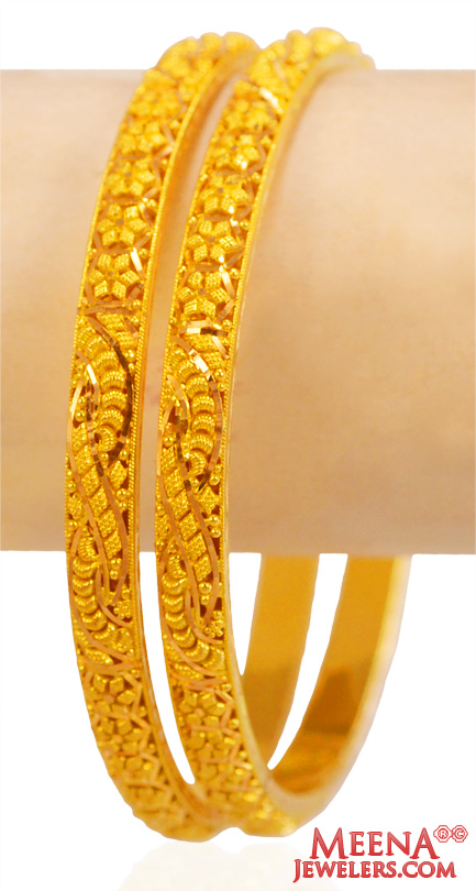 22kt Gold Fancy Bangles (2 pc)