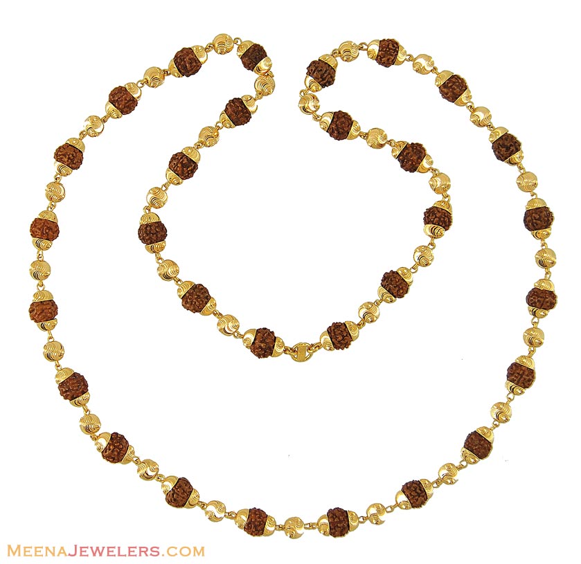 Rudraksha Mala (22Kt Gold) - ChRu8842 - 22Kt Gold religious mala with ...