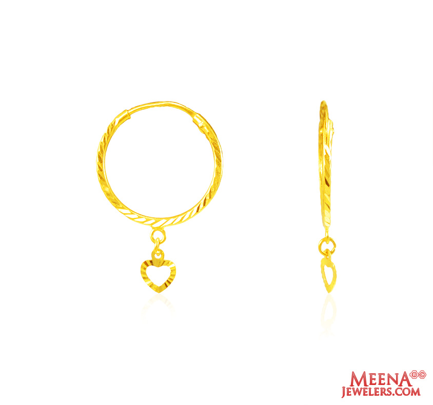 22Kt Gold Fancy Hoop Earrings