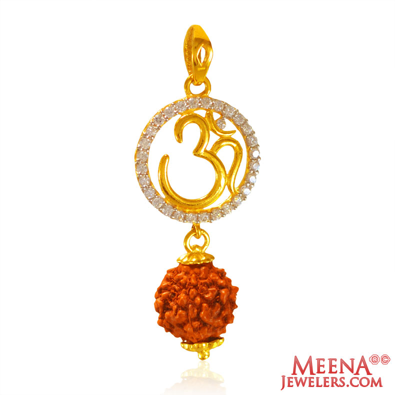 22 Karat Gold OM  Rudraksh Pendant
