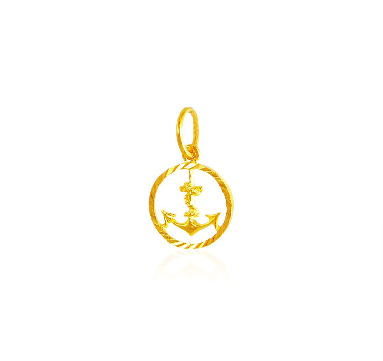 22K Gold Anchor Pendant