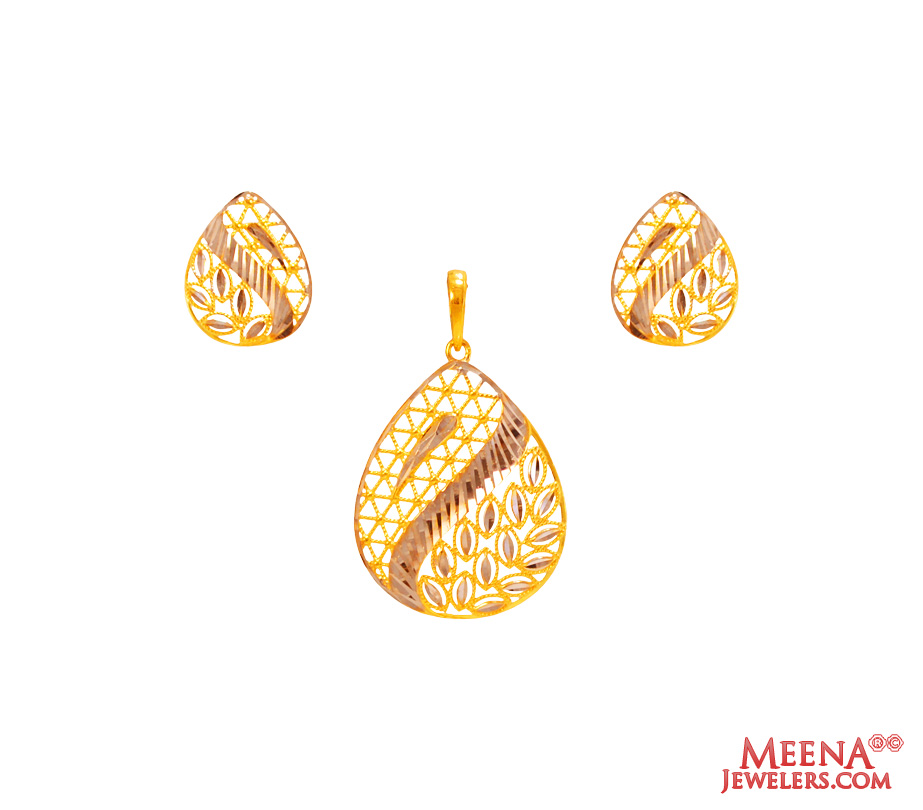 22Kt Gold Two Tone Pendant Set