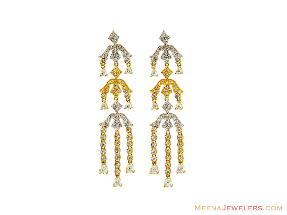 22K Fancy Two Tone Long Earrings