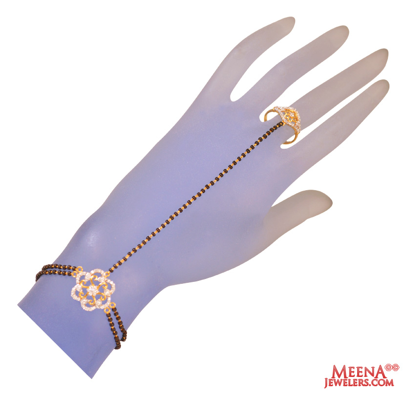 22Kt Gold Black Beads Panja (1 Pc)