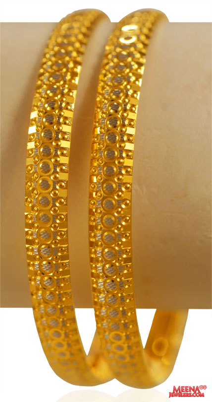 22K Gold 2Tone Machine Bangles