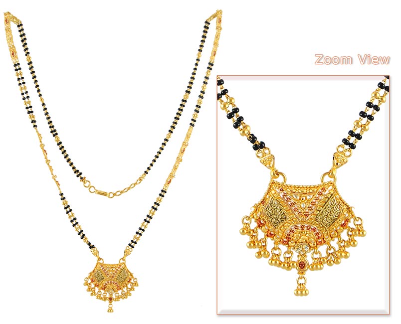 Gold Long Indian Mangalsutra ( 24 Inches adjustable) - ChMs6118 - 22Kt ...