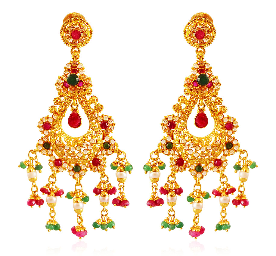 22Kt Gold Chand bali with Jhumki