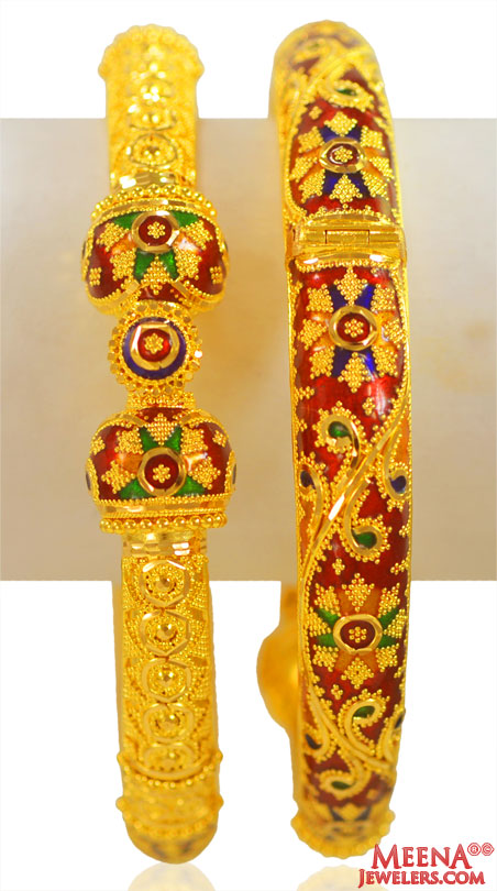 22kt Gold Designer Meenakari Kadas