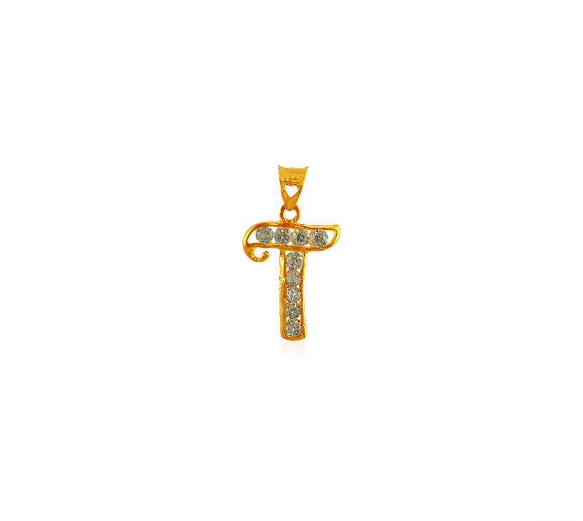 Gold Pendant with Initial (T)