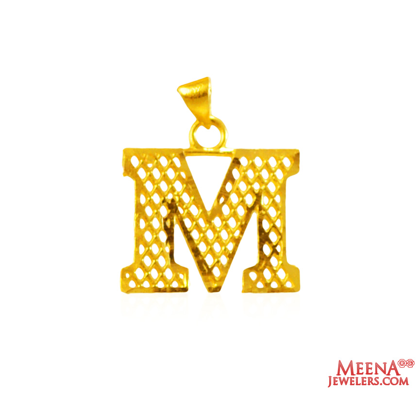 22Kt Gold Initial Pendant (M)